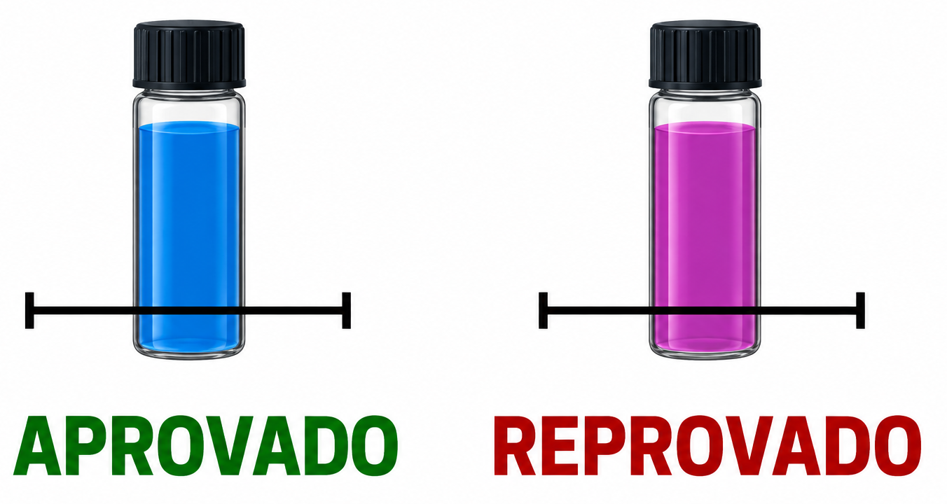 Frascos de amostra_ aprovado e reprovado